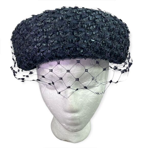 Jean Sutton Vintage 60s Blue Woven Brimmed Women\'s Hat USA union made‎ main image 4